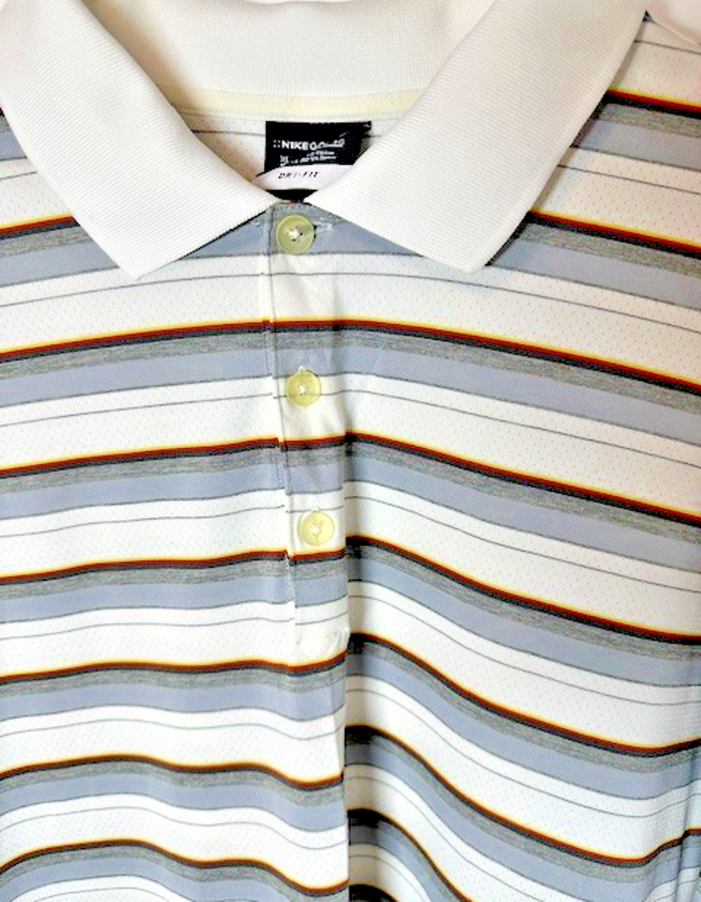 Nike Golf Dri-FIT Polo Shirt Mens XL Gray Stripe Performance Short Sleeve Golf